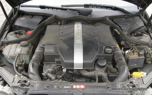 Mercedes Benz car engine degreaser before and after