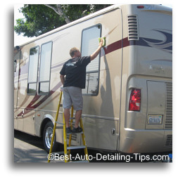 washing and waxing an RV