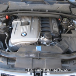 dirty BMW engine clean car engine before
